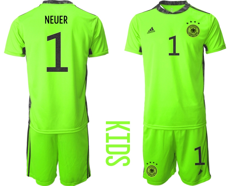 Youth 2021 European Cup Germany green goalkeeper #1 Soccer Jersey1